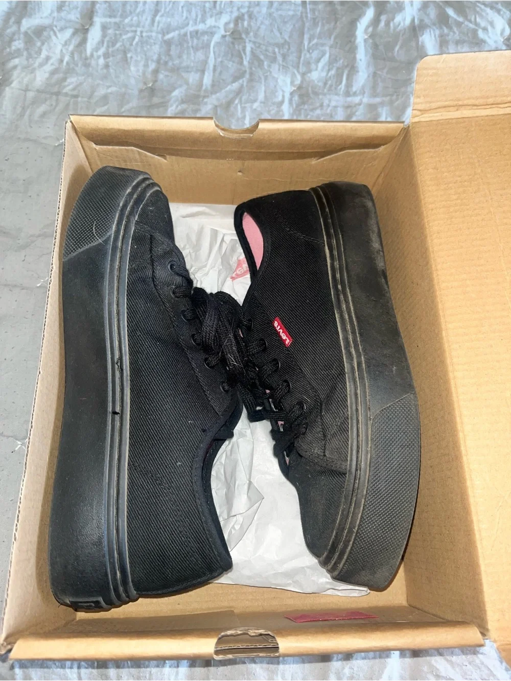 Levi's Women's Black Canvas Sneakers with Pink Lining